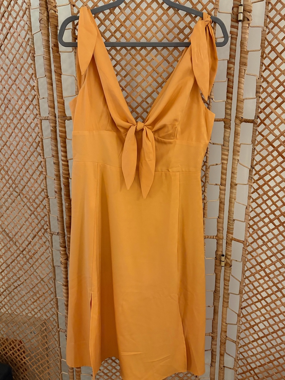Showpo Women’s Golden Yellow Tie-Front Midi Dress